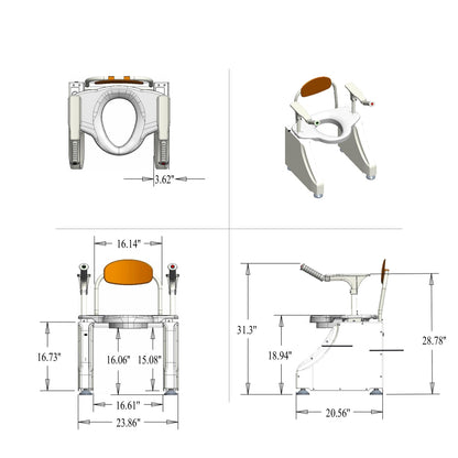 Toilet Lift Seat Add-on model (Basic +Armrest & Backrest+SOS emergency button)